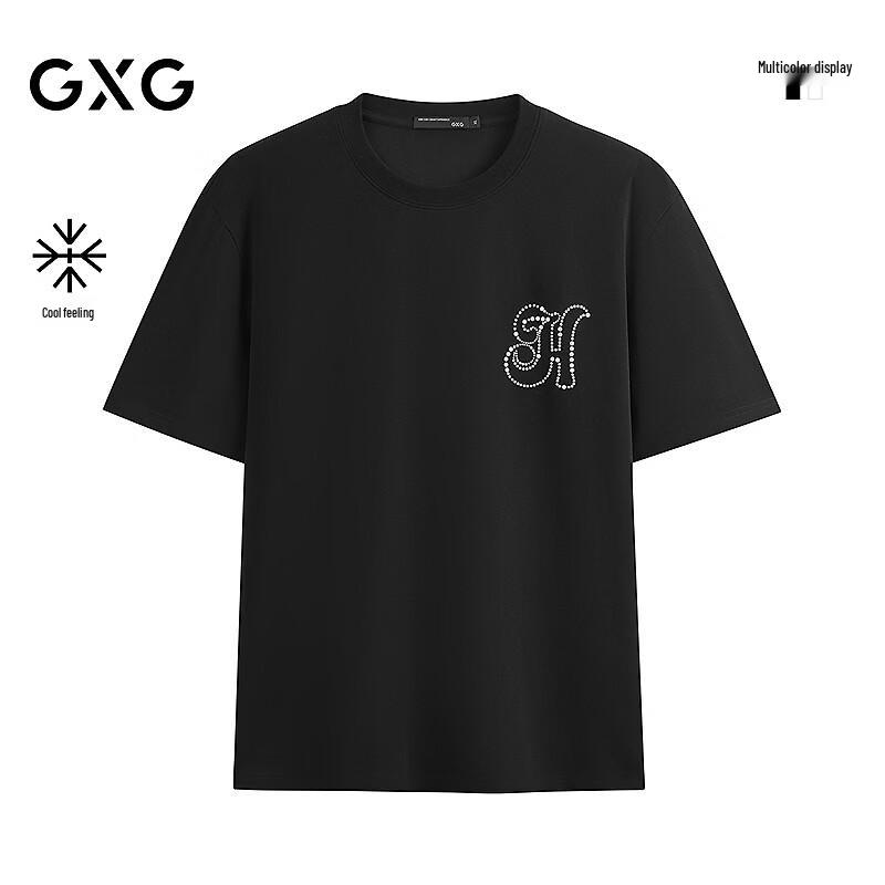 GXG Men s Cooling Letter Print Loose Fit Round Neck T-Shirt L