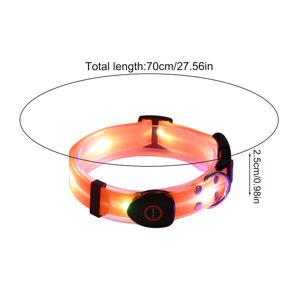 

Светящийся ошейник для собак для ночных прогулок 3 режима освещения Светодиодное ожерелье для собак Регулируемый светящийся ошейник для ночных прогулок Темный аутдор оранжевый