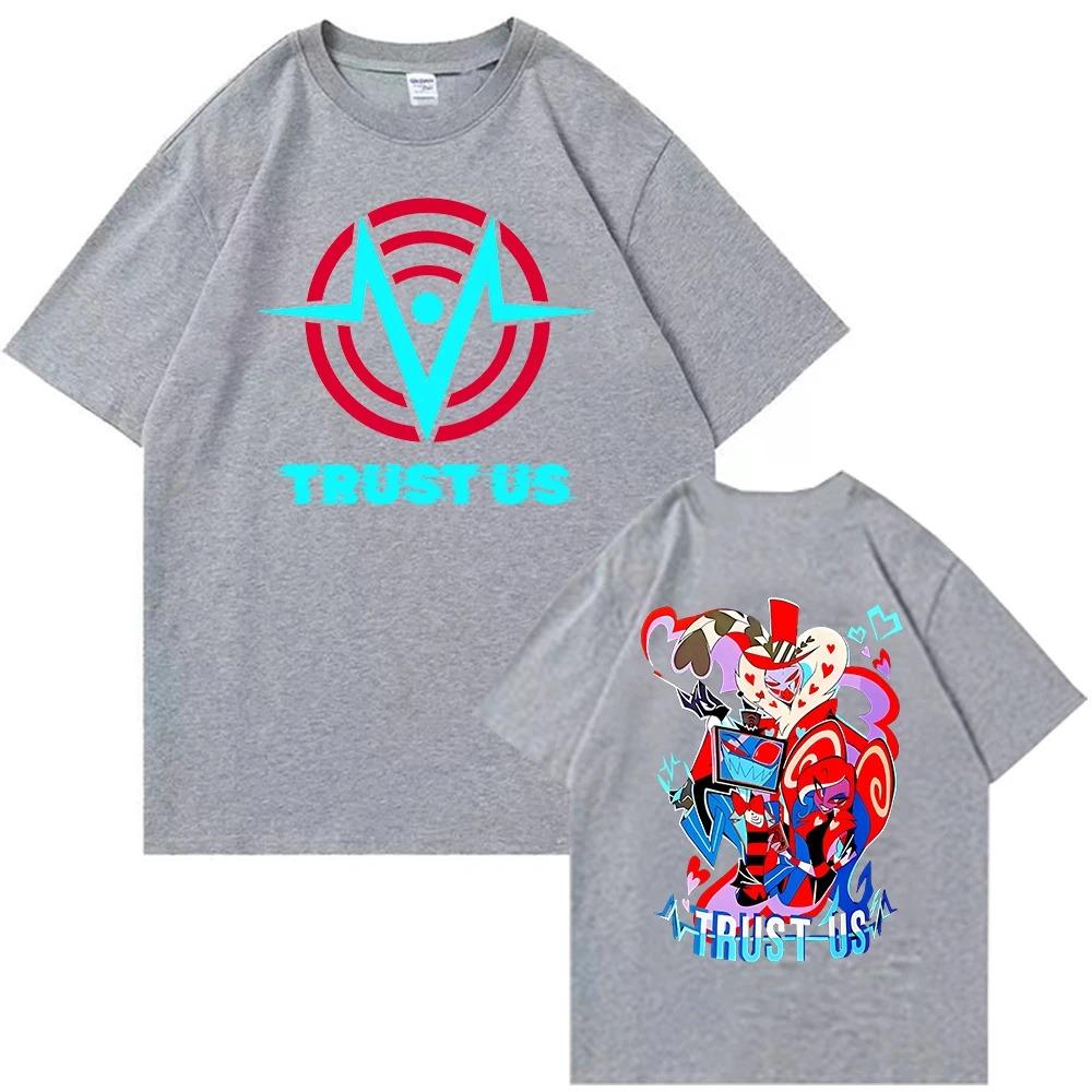2026 Hazbin Hotel Unisex Cotton Shirt Y2k Trust Us Graphic Oneck Shirts Summer Harajuku Fashion Streetwear High Quality Tshirt S