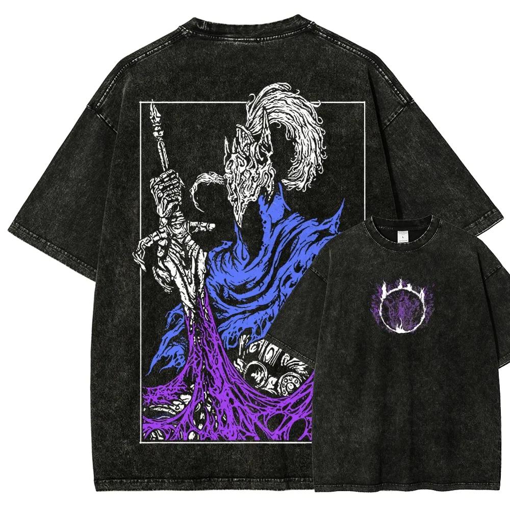 Classic Action Roleplaying Game Blood Borne Peripherals Print Tshirt Men Women Fashion Retro Washed Cotton Casual Oversize Top