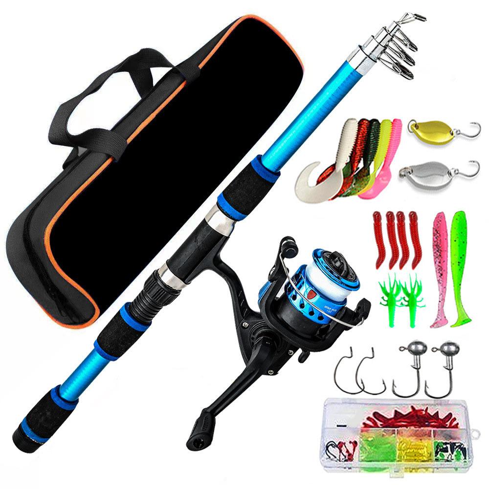 1.8M Spinning Fishing Rod and Reel Combo Telescopic Fishing Pole and Fishing Gear Set