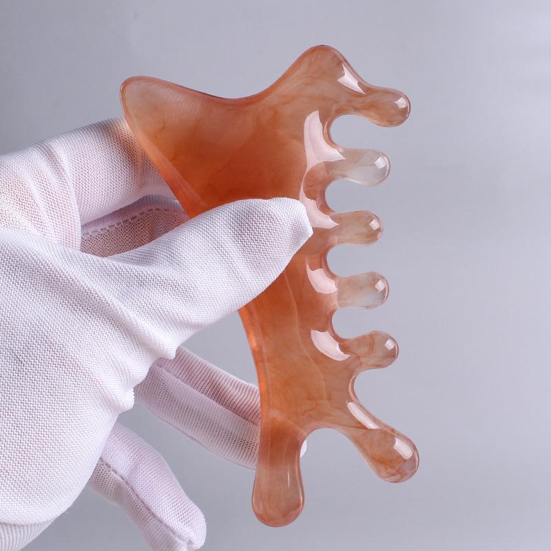 Body Meridian Massage Comb Resin Five Wide Tooth Comb Acupuncture Therapy Blood Circulation Anti-Static Smooth Hair Comb