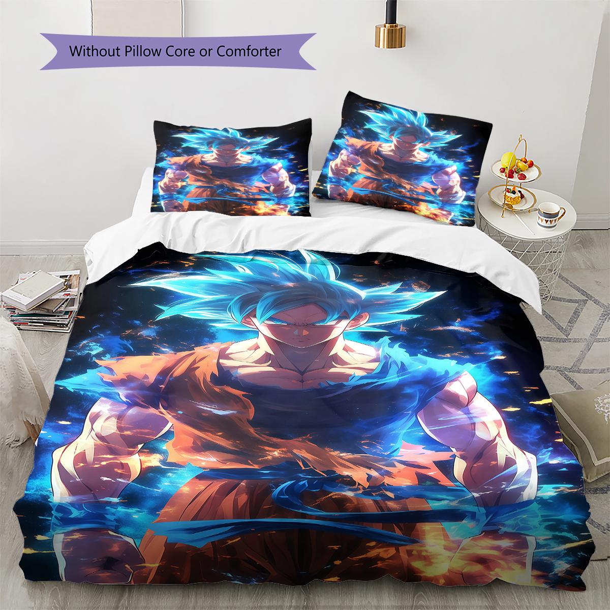 

Son Goku Pattern Bedding,Quilt Set Quilt Cover Pillowcase Home Birthday Gift (1 * duvet cover + 2 * pillowcase, without core) 135x200cm