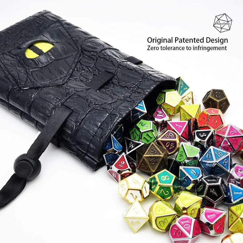PU Leather Dice Pouch Drawstring Closure for DND Dice Storage Tarot Cards Coins & RPG Accessories Durable Waterproof Game Bag