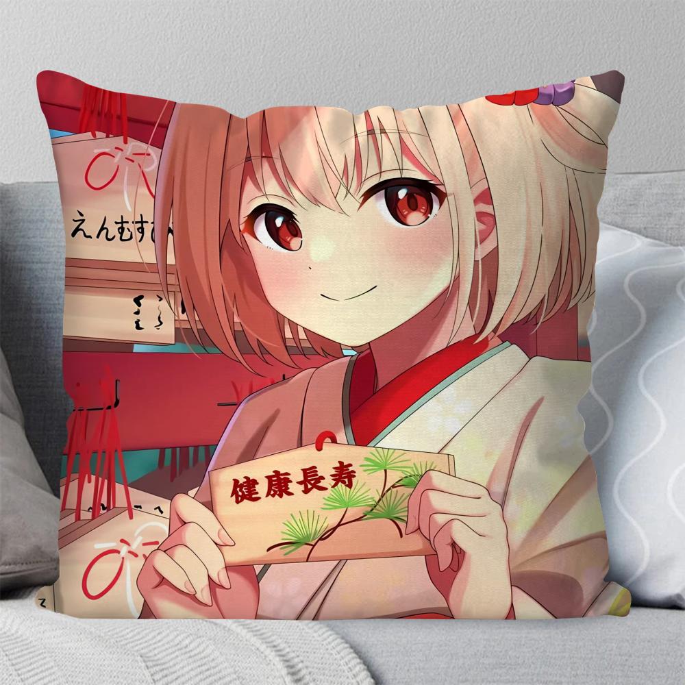 Chisato Nishikigi Anime Lycoris Recoil Kissenbezug Quadratisches Kissen Schlafzimmer Sofa Freizeit Komfort Wohnzimmer Heimdekoration 40X40