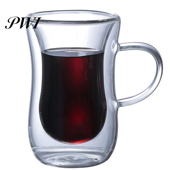 Glass Cup Double Wall Design Transparent Juice Coffee Mug for Restaurant Tea