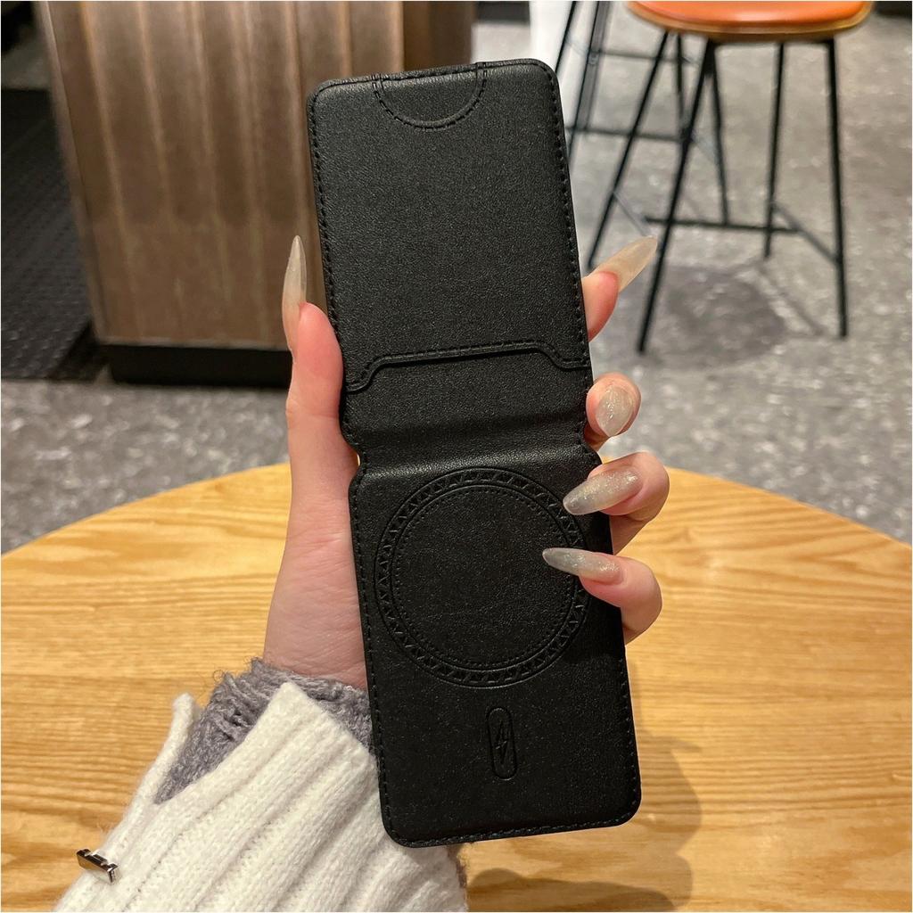 Apple iPhone 16 Promax Magnetic Magafe Bracket Leather Card Holder