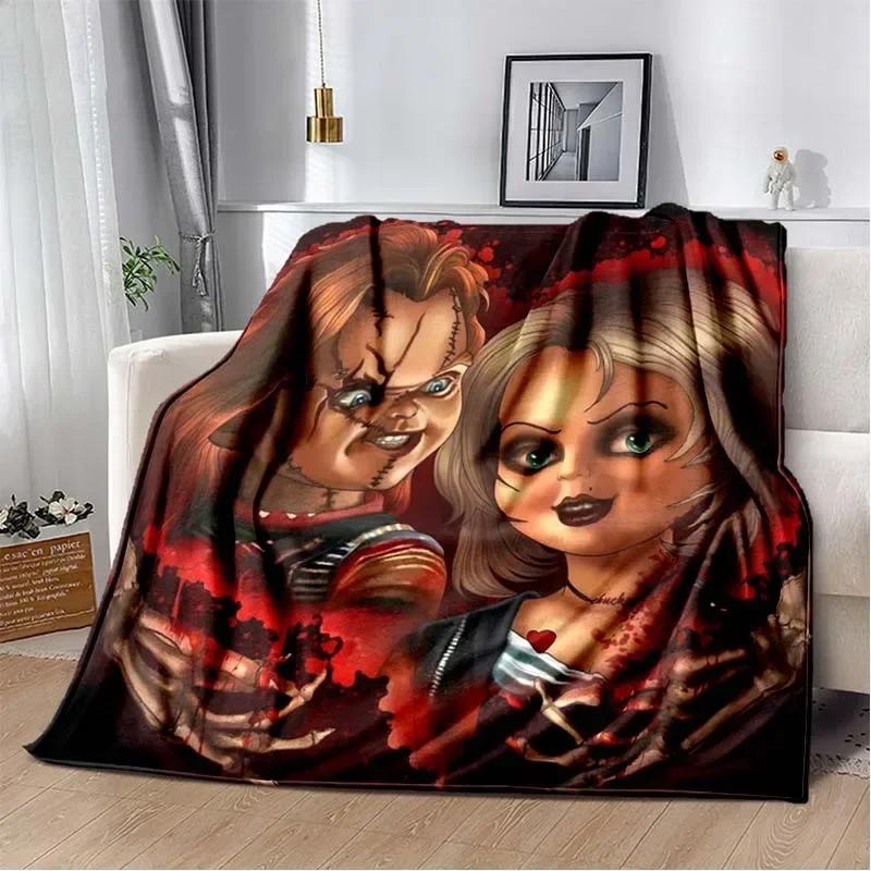 3D Horror Movie Character Chucky Saw Cartoon Area Blanket Fashion Soft Cozy Living room Bedroom Sofa Bed Travel Blanket