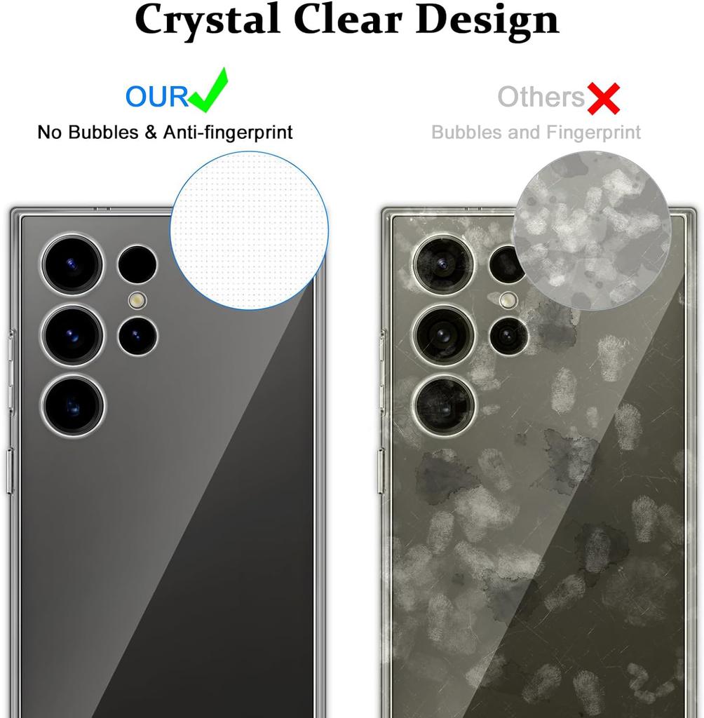 För Samsung Galaxy S24 Ultra TPU-skal Transparent Skyddande Baksida Anti-fingeravtryck