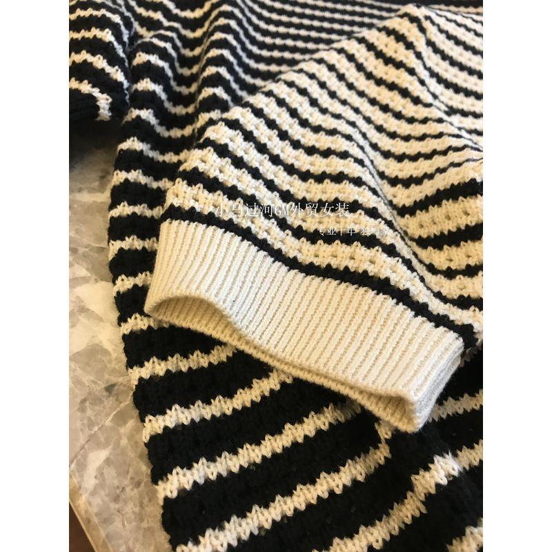 

Моей жене это нравится!!! Высокое Качество ~ Пуловер-футболка с полосками из чистого хлопка со средним рукавом Женский 2024 Весна Beige F/free size