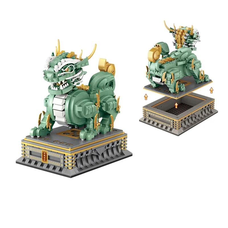 LOZ mini Blocks Teens Building Toys DIY Brcks Puzzle Chinese Beast Kylin New Year Gift 1921 Home Decor Presents