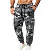 Mens Camouflage Jogger Sweatpants Elastic Drawstring Waist Multi Cargo Pockets Casual Sports Trousers for Men Autumn Winter