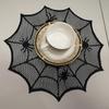 Round Spiders Webs Laces Placemat Soft Polyester Cobwebs Table Mats for Dining Ambiances