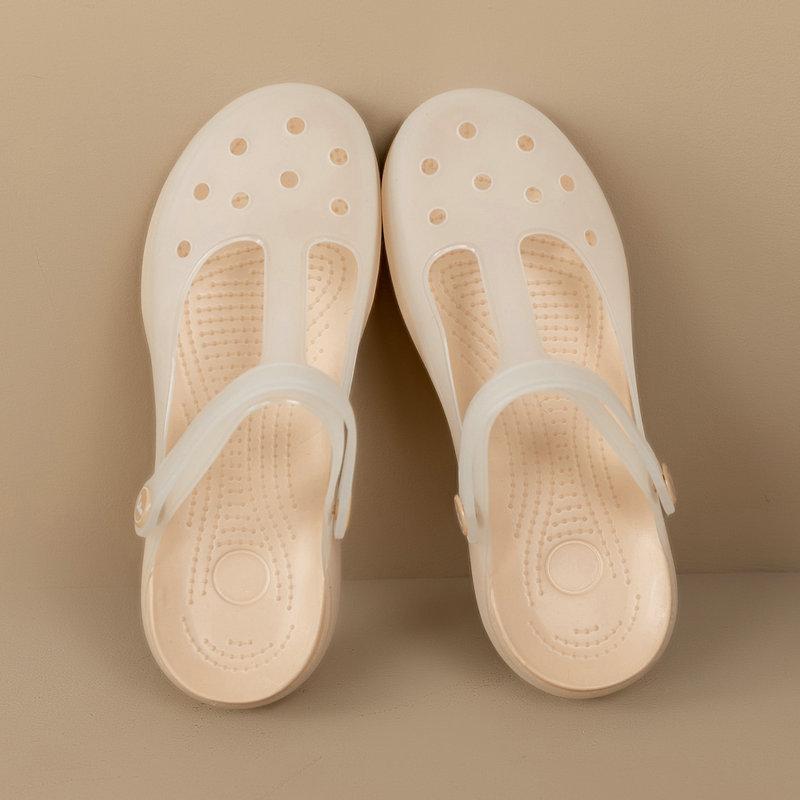 Neue Sommer-Damen Mary Jane Lochmuster Clogs, Weiche rutschfeste Jelly Garten Strand Schwangerschaftssandalen
