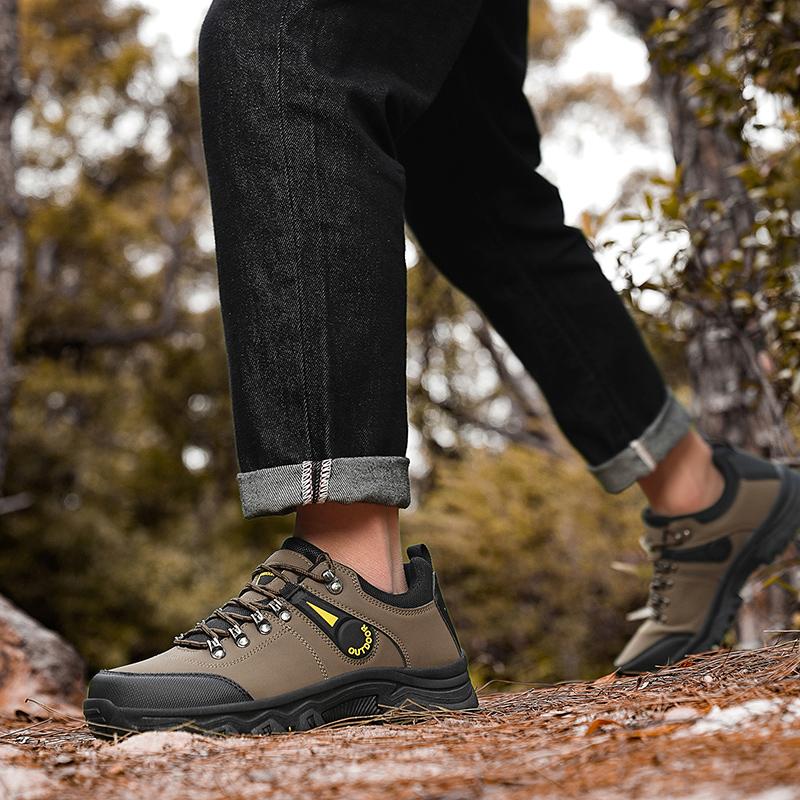Hiking Shoes for Men Waterproof Outdoor Low-top Hiking Boots Leather Men's Trekking Shoes Walking Male Sneakers New Black 47