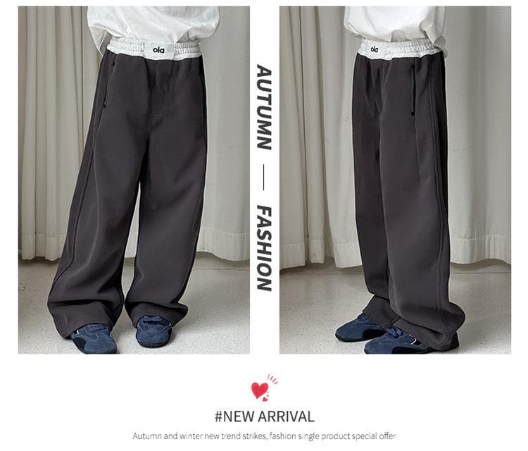 Autumn 2025 Girls' Straight-Leg Sports Pants - Early Season Wide-Leg Trousers for Kids