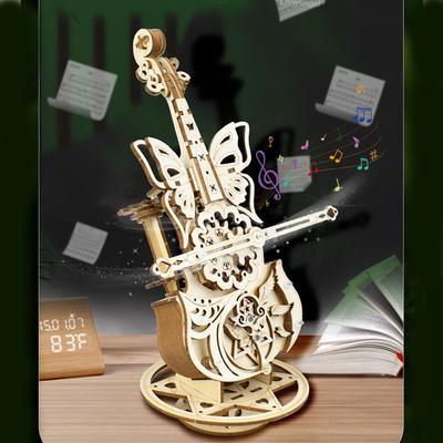 3D Puzzle Holz Violoncello Modell DIY Montage Geige Spieluhr Bausätze Heim Wohnzimmer Dekor Handwerk Geschenk für Erwachsene Kinder