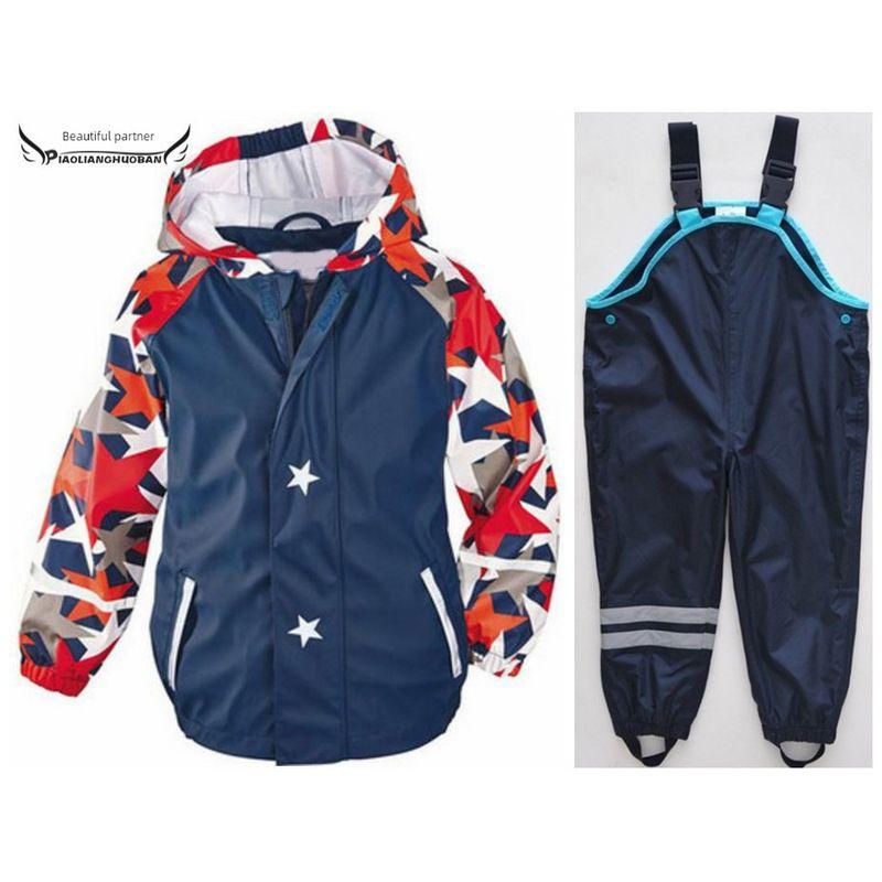 Детский ветрозащитный и водонепроницаемый комплект (куртка и брюки) Blue Under 98cm Tall