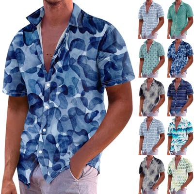 Men'S Casual Loose Fitting Short Sleeved Shirt Fashionable Lapel Shirt Top