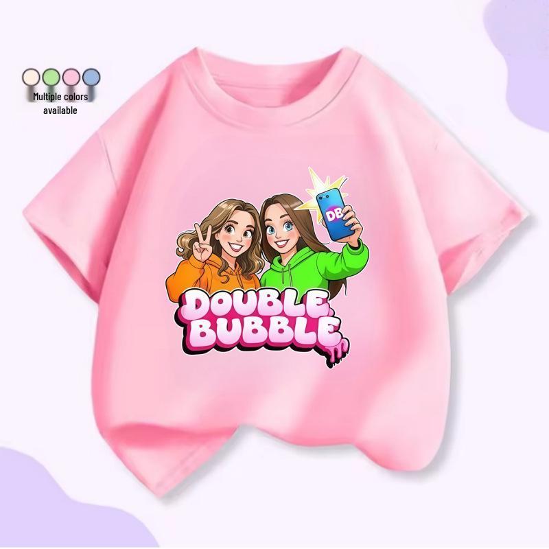 Cartoon Bobo Girl Kids Cotton T-shirt - Short Sleeve 140cm