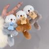 Plush Animal Pendant Cute Otter Holding Fish Keychain Pendant Stuffed Orangutan Bag Backpack Charm Gift for Kids Friends