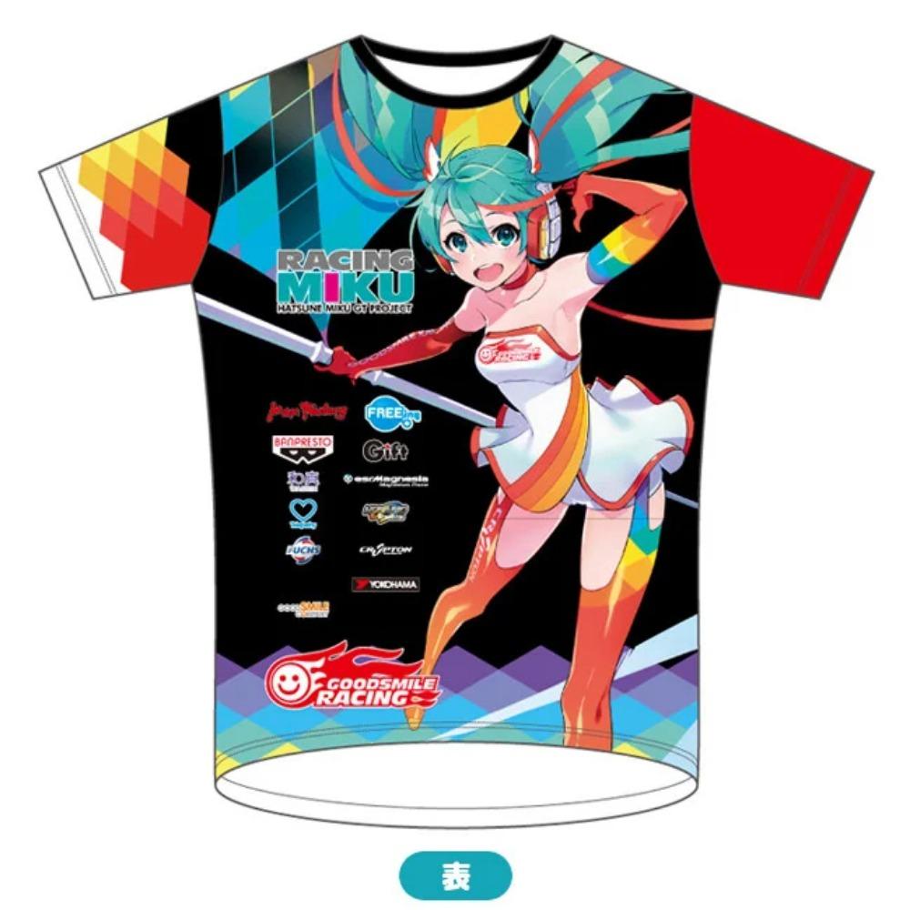 2026 New Racing Miku Colorful Geometric T Shirt Good Smile Racing Anime Full Print Short Sleeve Casual Tops for Fans