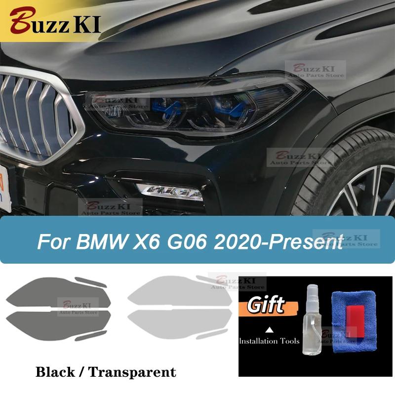 Una coppia 2 pezzi Pellicola Protettiva per Fari Auto Pellicola Auto Nero Affumicato Trasparente TPU Adesivo di Riparazione Per BMW X6 G06 M -