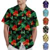 Men's Casual Short Sleeve Button Down Shirt Tropical Floral Leaf Print Lightweight Breathable Fabric Comfortable Fit