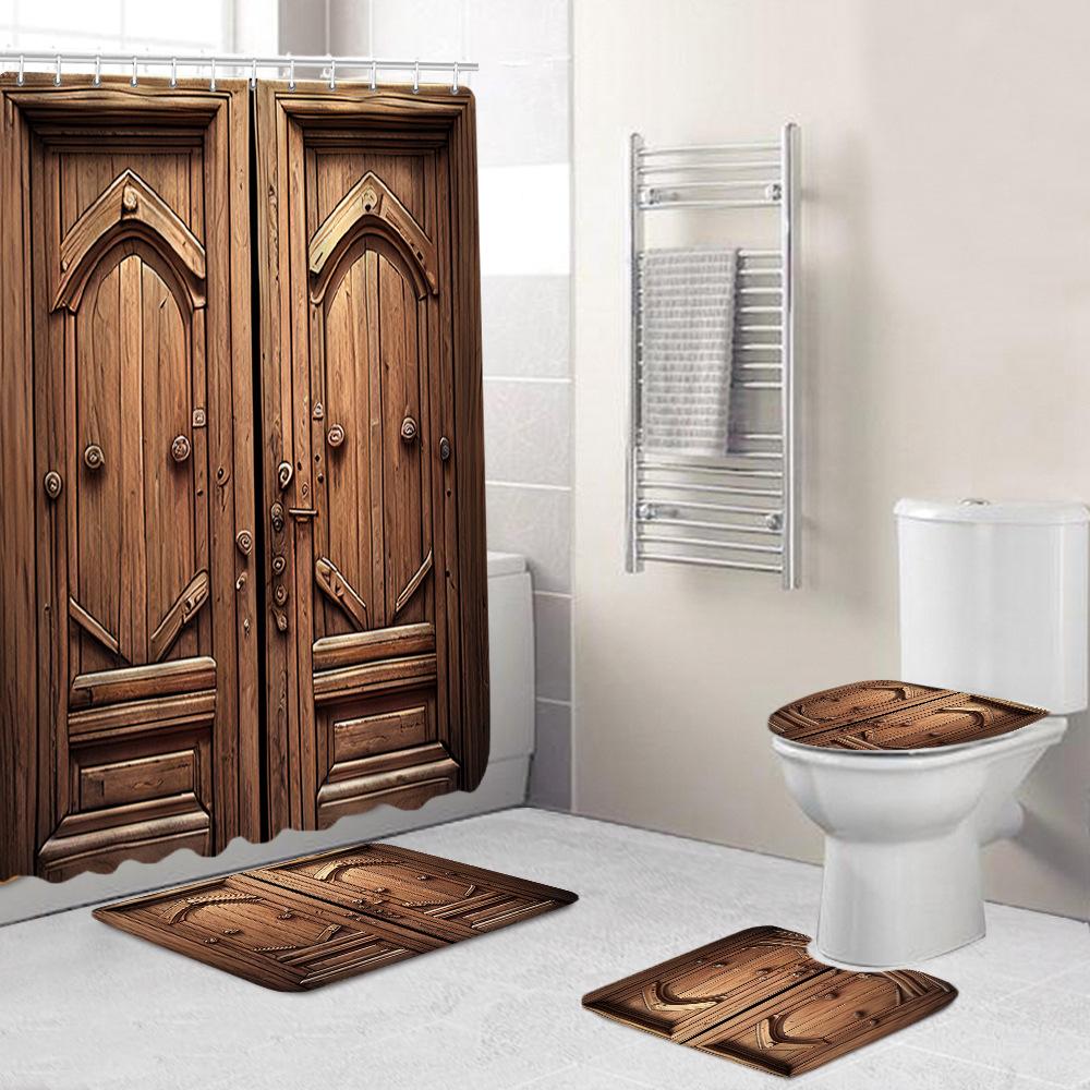 

Creative Fashion Series Shower Curtain Floor Mat Combination Four-Piece Set Bathroom Toilet Carpet Shower Room Mat Foot Mat 180 * 180 shower curtain + 45 * 75
