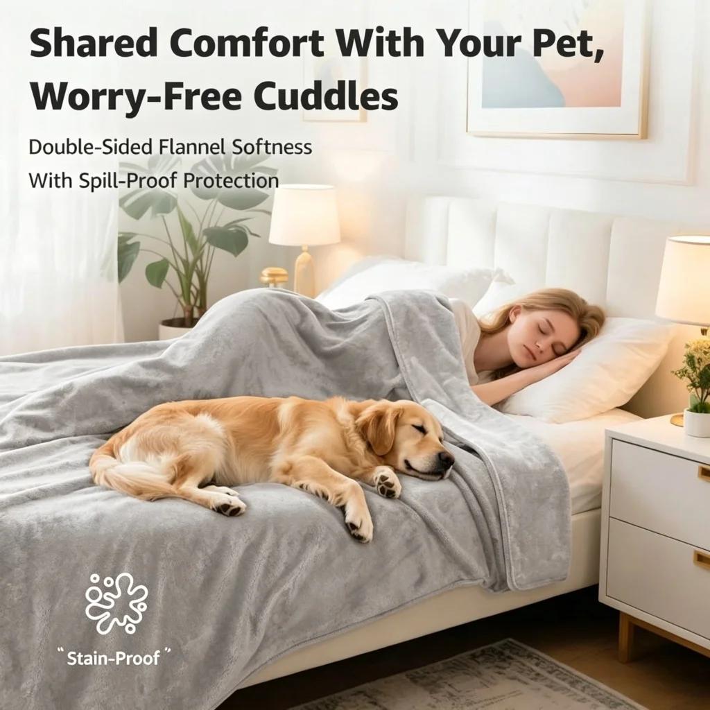Versatile Waterproof Blanket, Waterproof Blanket for Bed, Stain & Leak Proof Sofa Protector Throw Blanket, Dog Pets Blanket