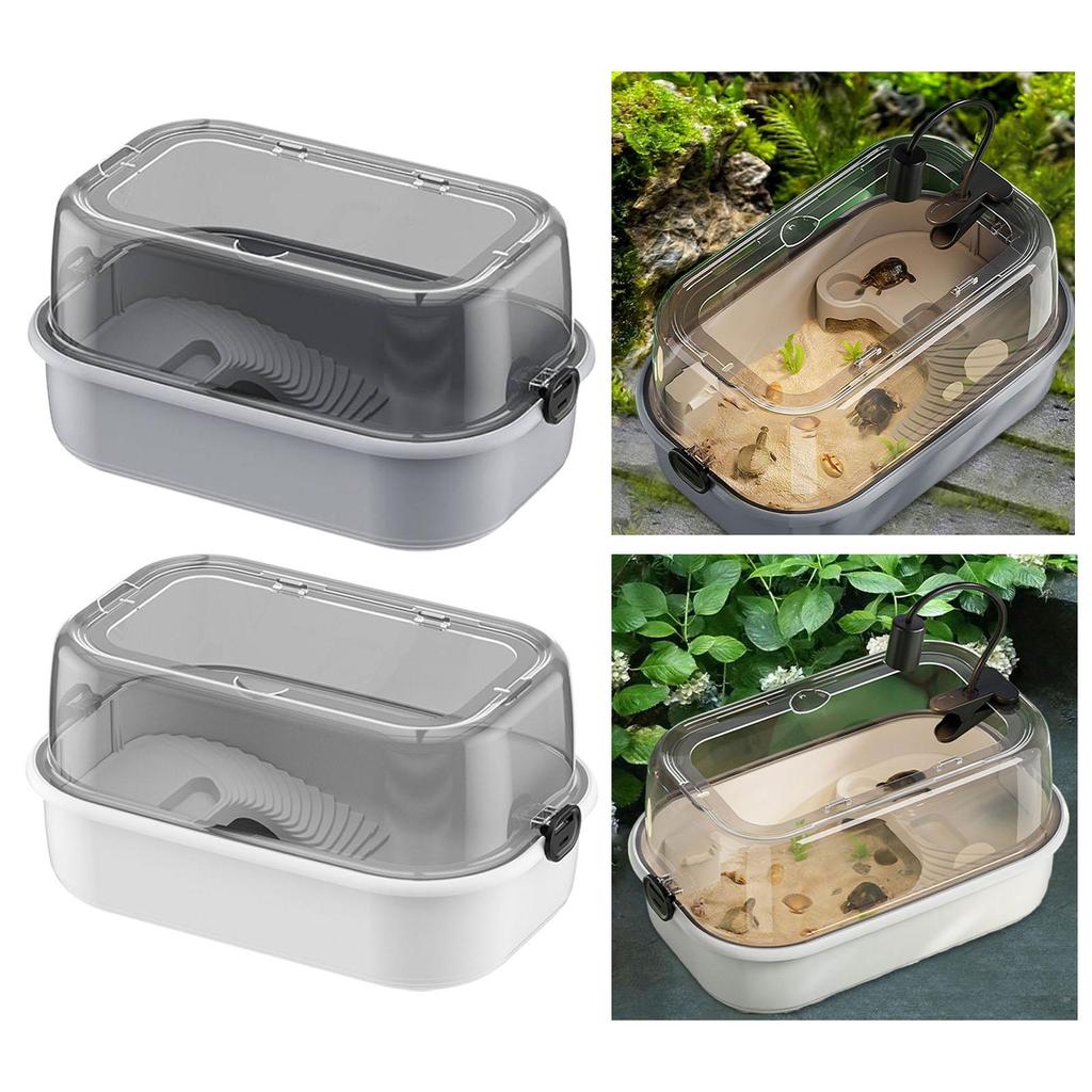 Turtle Aquarium with Platform Easy To Change Water Tortoise Aquarium Habitat for Terrapin Tortoise Crayfish Lizards Crabs