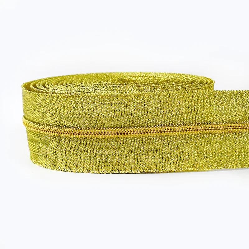 2/3/5M Meetee 3# 5# Gold Sliver Nylon Zipper with Sliders Coil Zips for Handbag Repair Kit Zippers Tape DIY Sewing Accessories