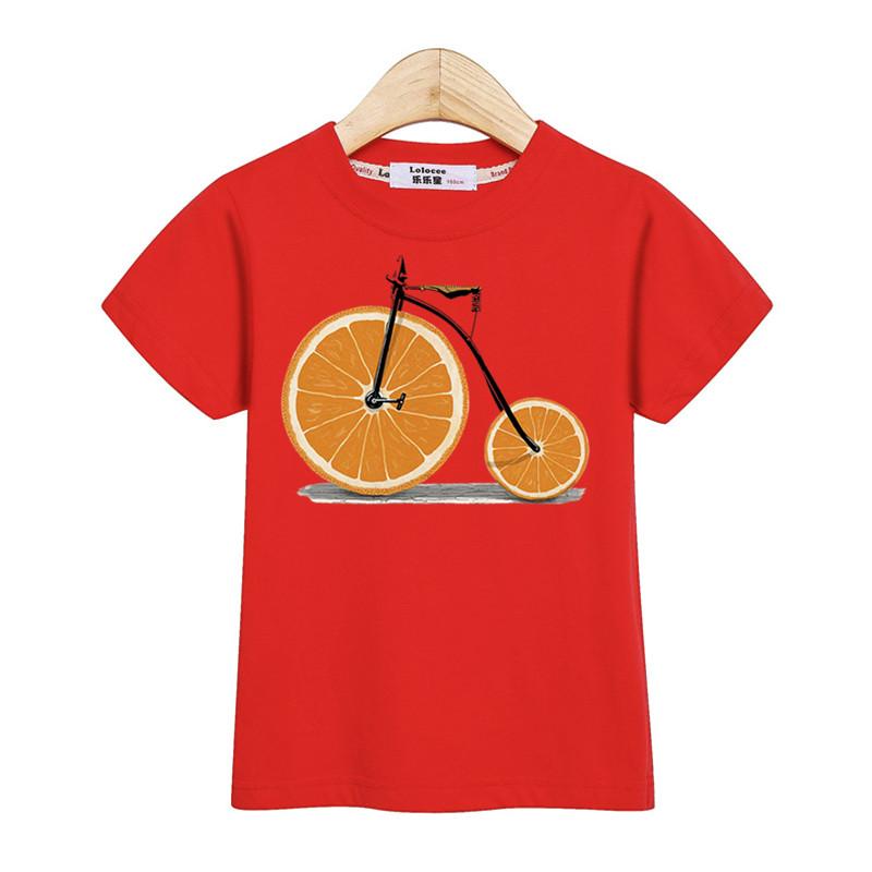 T-shirt Estiva Bambini Frutta Bicicletta Maglietta Divertente Ragazzi Ragazze Cartoni Animati Top Magliette a Maniche Corte