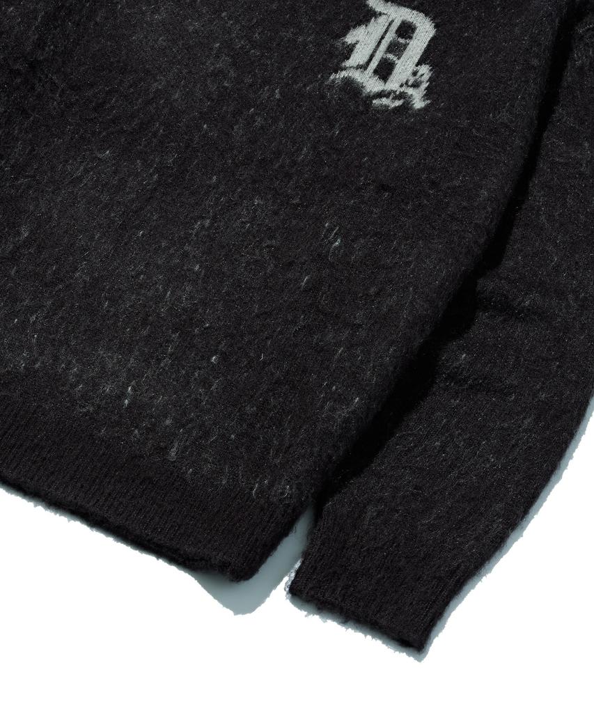 DISCUS ATHLETIC Gothic Logo Jacquard Knit Sweater Charcoal