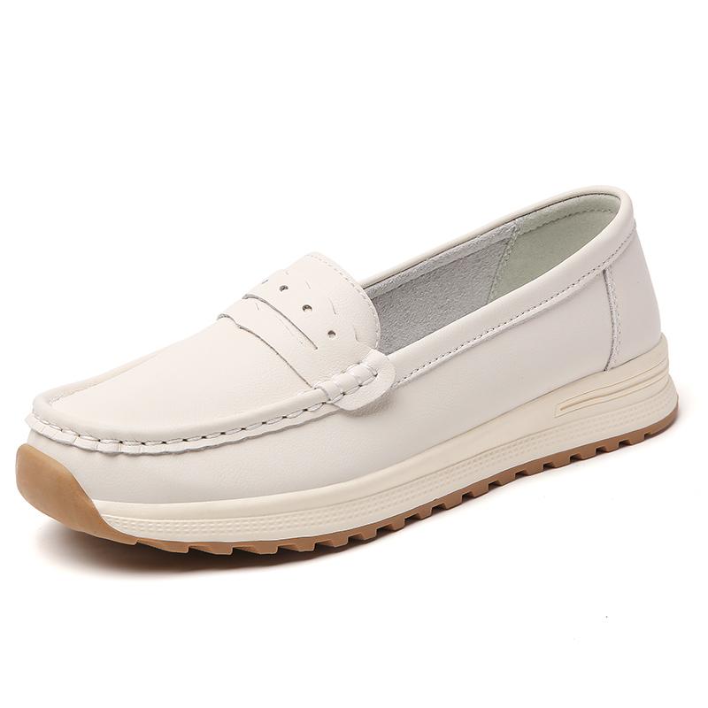 100% Genuine Leather Women's Large-sized Casual Sports Shoes, Loafers, Fashionable, Comfortable and Lightweight Leather Shoes