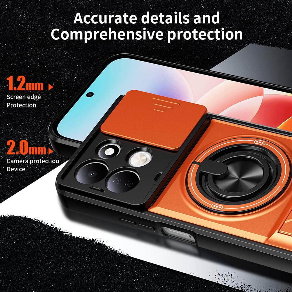 KEYSION Magnetic Phone Case for Xiaomi Redmi 17 4G 5G Slide Camera Protection Upright Kickstand 360° Ring Shockproof Back Cover