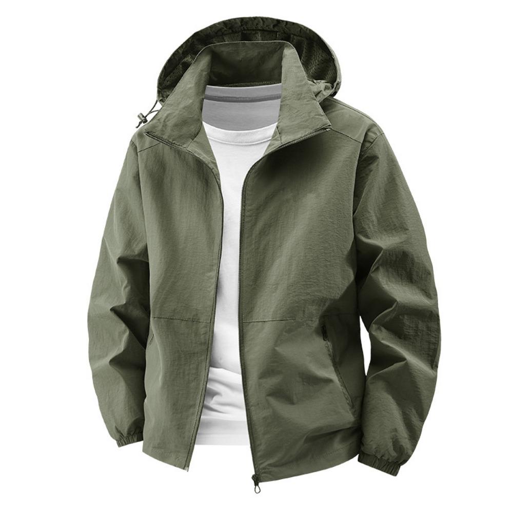 

Men Jacket Spring and Autumn Fashion Versatile Windproof Waterproof Workwear Hooded Jacket Outdoor Travel Leisure Camping Jacket M армія зелений колір
