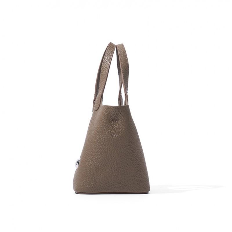 Genuine Leather Vegetable Basket Women's Bag First-layer TC Grain Cowhide Portable Bucket High-end Niche Single-shoulder Cross-slung