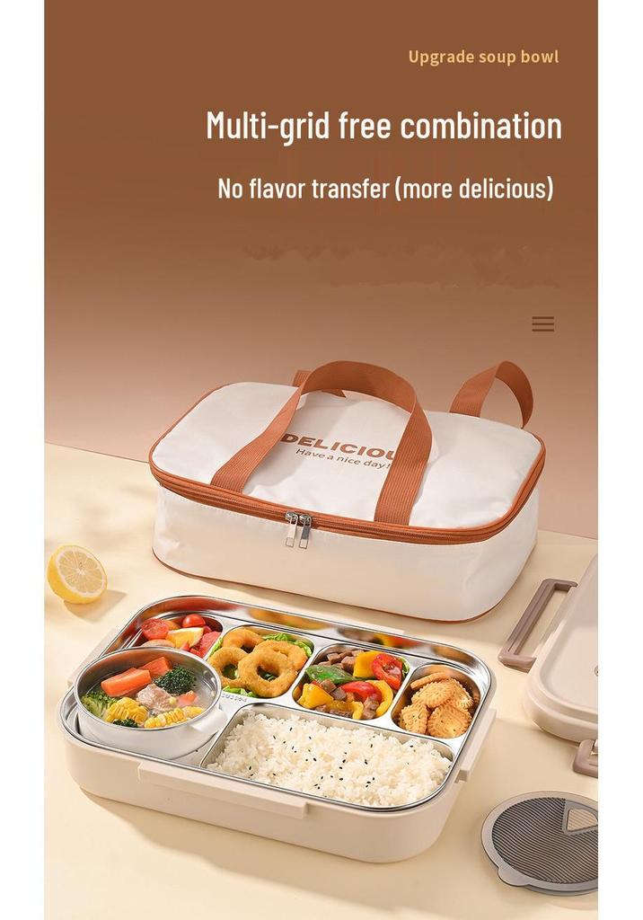 304 Stainless Steel Insulated Lunch Box with Lid, Large Capacity for Adults, Office & Student Use, Microwave Safe Bento Box