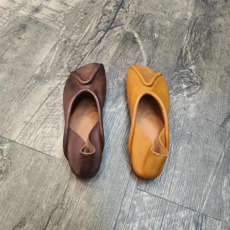 Fashion Retro High Top Flats Shoes For Women Mixed Colors Luxury Mary Jane Shoes Elegant Soft Soles Genuine Leather Shoes Ladies