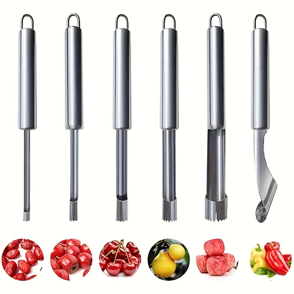 6pcs Stainless Steel Corer Set - Multifunctional Kitchen Fruit and Vegetable Corer, Apple and Pear Corer, Pepper Seed Remover, Durable Kitchen Tool 6 Piece Set