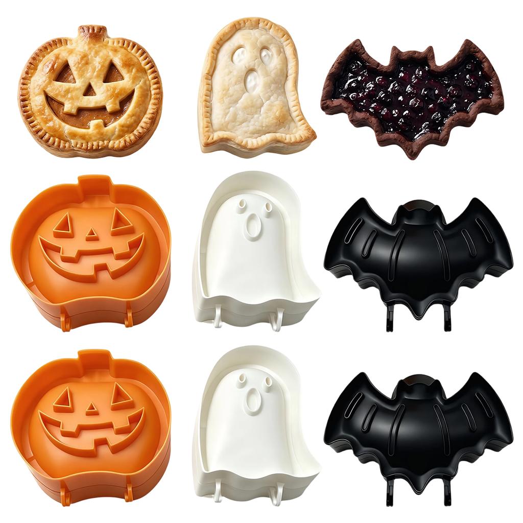 8 Spooky Shapes Halloween Mini Hand Pie Pumpkin Ghost Bat Skull Witch Hat Spider Web Haunted House Pastry Set