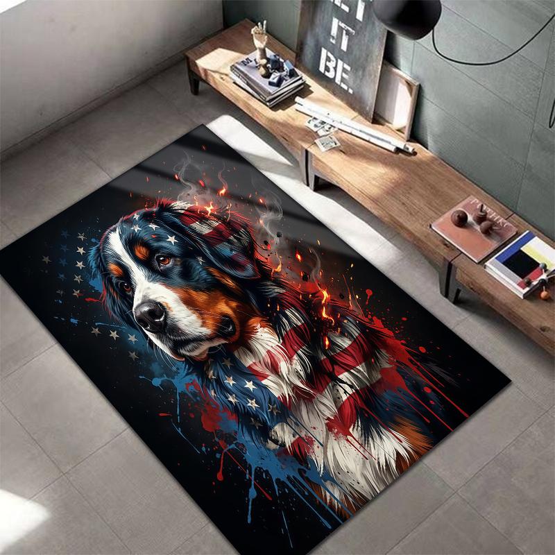 American flag  animals Pattern Square Carpet,Area Rug,Carpet Rug for Living Room Bedroom Sofa Playroom Decor,Non-slip Floor Mat,Holiday Birthday Gifts