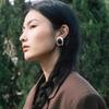 French Retro Niche Irregular Oval Black Agate Unique S925 Silver Needle Earrings Light Luxury High-End Earrings Women