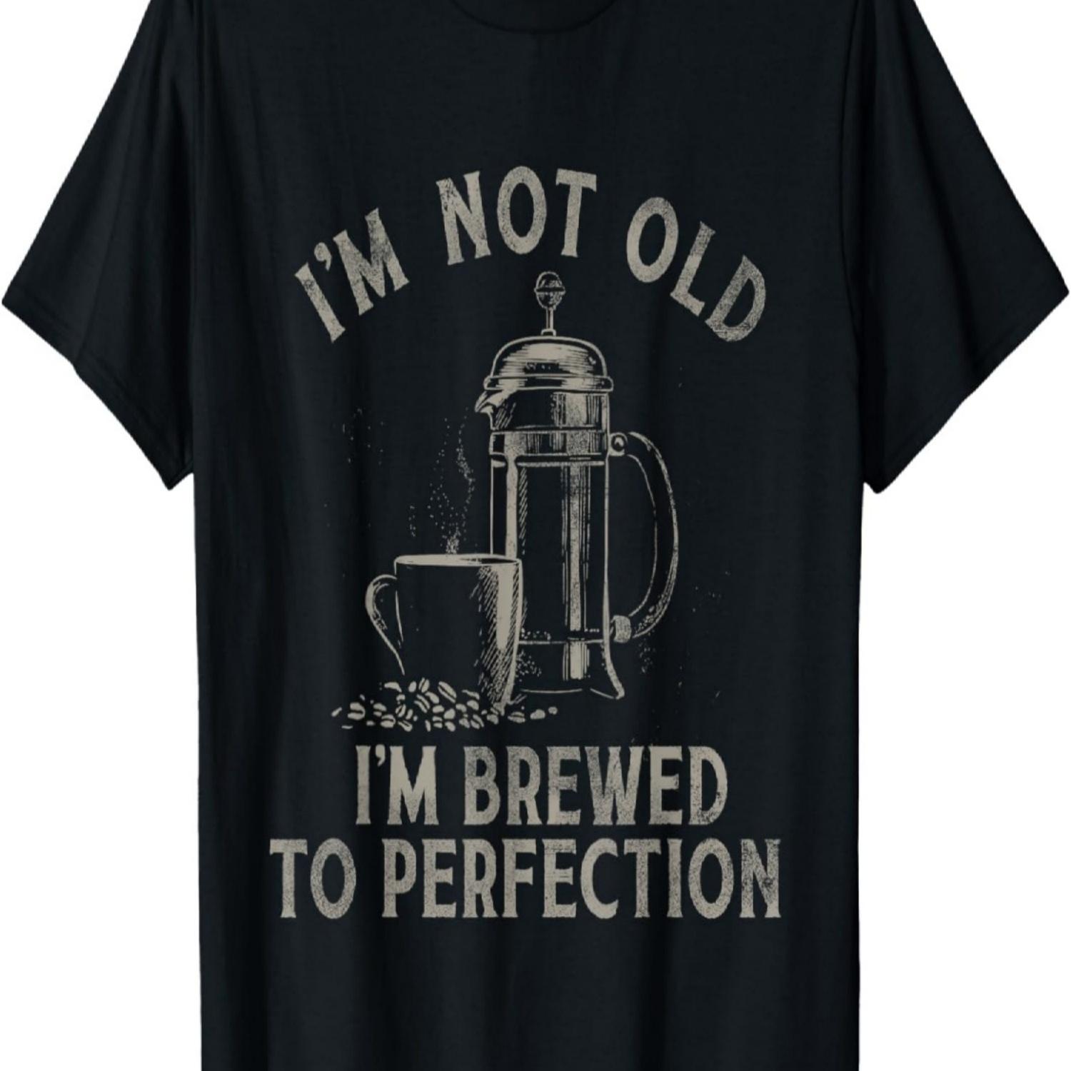 Смешная футболка для любителя кофе: «Я не старый, я сварен до совершенства» S чёрный