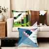 Simple Animal Anime Art Cushion Cover Plush Fabric Soft DoubleSided Printed Sofa Warm Winter Home Child Gift Pillow Case