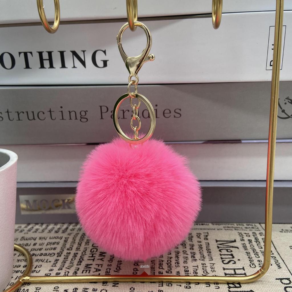 Auf Lager 8cm Kunstkaninchenfell Pompom Schlüsselanhänger - Plüschkugel Anhänger für Taschen und Kleidung