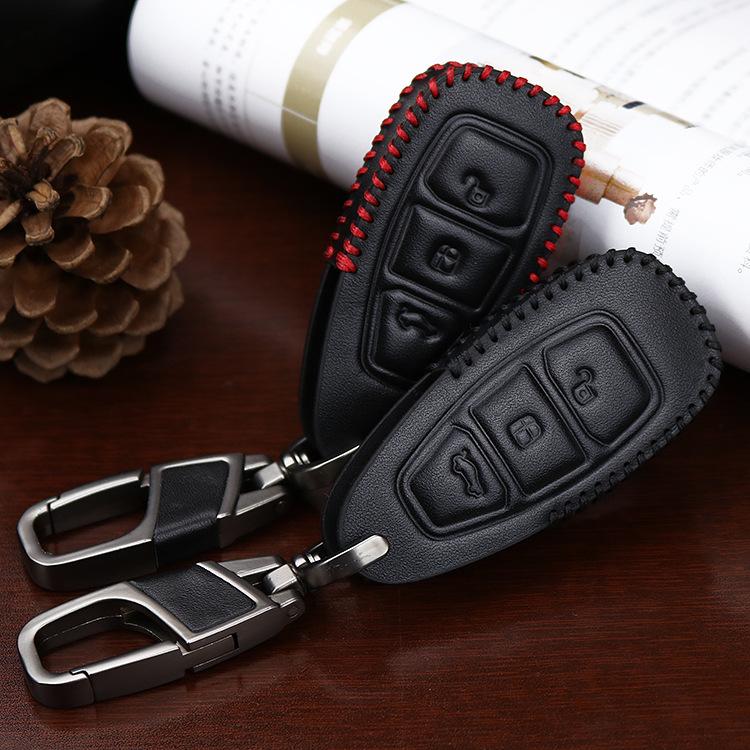 Genuine Leather Smart Key Case for Ford Ecosport & New Mondeo