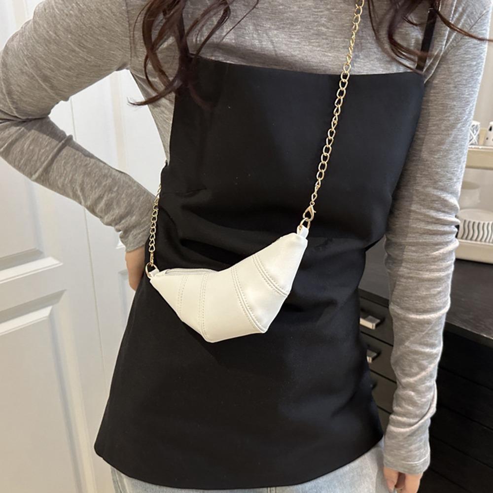 

Korean Style Croissant Shoulder Bag PU Leather Chain Crossbody Bag Small Storage Bag Streetwear коричневий