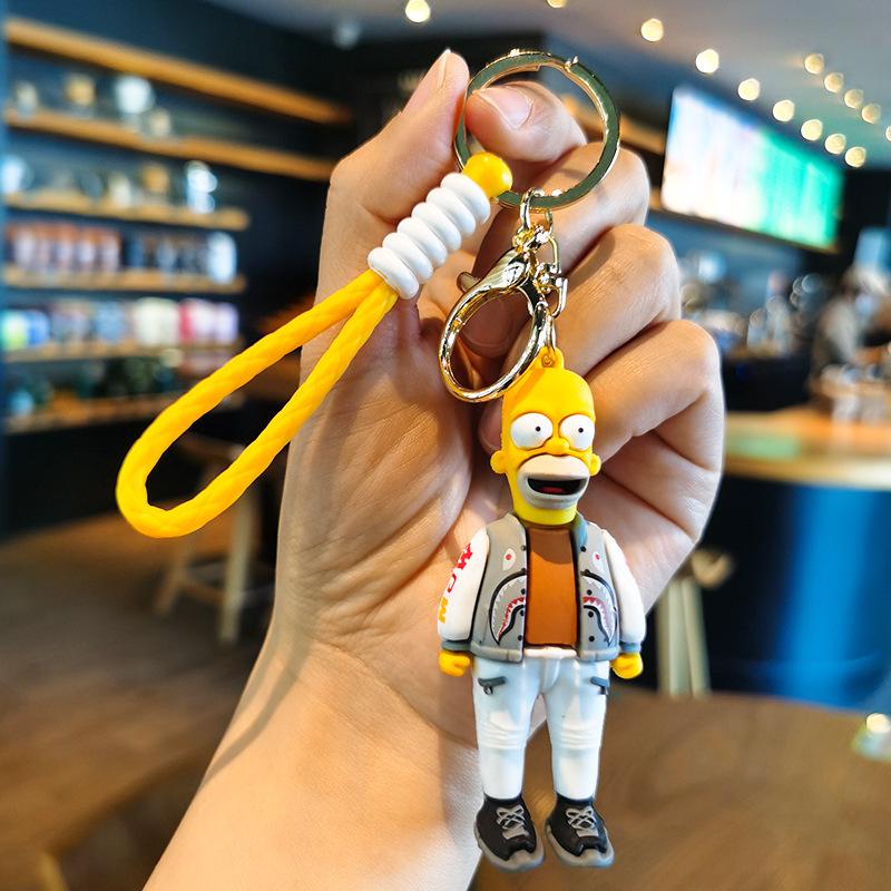 Simpsons Silicone Keychain: Cute Cartoon Pendant & Bag Charm Figure Ornament Individual OPP bag packaging